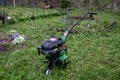 Motor-cultivator for ploughed garden.Gasoline Cultivator Tatra Garden