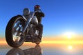 Motor cycle on a mirror background