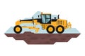 Motor grader construction machinery used in land leveling. Heavy machinery in the construction industry