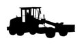 Motor grader. Road grader vector silhouette isolated on white. Earth moving machine. Leveling ground on construction site. Asphalt Royalty Free Stock Photo