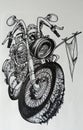 Motor Harley for loser on ilustrasion bike Royalty Free Stock Photo