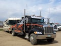 A motor home being towed in canada. Royalty Free Stock Photo