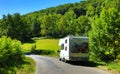 Motor home in landscape of french countryside