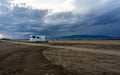 motor home parking in the desert Royalty Free Stock Photo