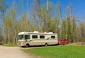 A motor-home at a rest area in british columbia