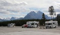 Motor Homes against Rocky Mountains