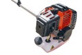 Motor of lawnmower trimmer for grass like garden machine on whit Royalty Free Stock Photo