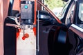 Motor mechanic machine checking inside a car