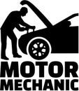 Motor mechanic silhouette with job title