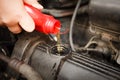 Motor oil, car engine close up Royalty Free Stock Photo