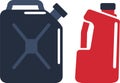 Motor oils and gassoline blank jerrycan canister icon in flat style. Vector simple illustration of different canisters Royalty Free Stock Photo