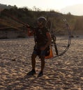 Motor paragliding pilot in the take-off phase