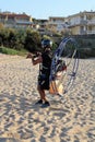 Motor paragliding pilot in the take-off phase