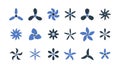 Motor propellers. Screw power industry motion aviation engines symbols circle shapes vector propeller set