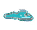 Motor racing circuit. Top-down racing track. Race track on a white background