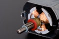 Motor Rotor inside which was disassembled from toy macro view Royalty Free Stock Photo