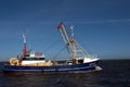 Motor sailor on the Wadden Sea between Schiermonnikoog and Lauwersoog on the mainland