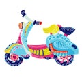 Motor scooter doodle Royalty Free Stock Photo