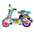 Motor scooter doodle Royalty Free Stock Photo