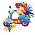 Motor scooter doodle Royalty Free Stock Photo