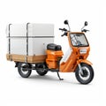 Photorealistic Orange And White Scooter With Boxes - High Quality Rendering