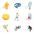 Motor skill icons set, isometric style