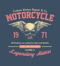 Motor skull. Vintage design biker.