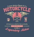 Motor skull. Vintage design biker.