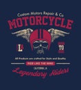 Motor skull. Vintage design biker.