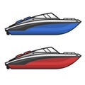 Motor Speed Boat Icon Set. Vector Royalty Free Stock Photo