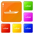 Motor speed boat icons set vector color Royalty Free Stock Photo