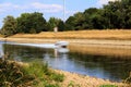 Motor speed boat river ijssell low water level Royalty Free Stock Photo