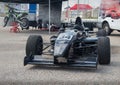 Motor sport black race car at car show