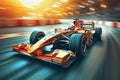 Motor sports excitement Formula 1 racing car at high speed