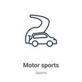 Motor sports outline vector icon. Thin line black motor sports icon, flat vector simple element illustration from editable sports Royalty Free Stock Photo