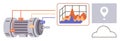 Industrial Motor Analytics with Temperature Data and Cloud Connectivity Representation Royalty Free Stock Photo