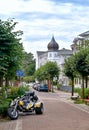 Motor trike in the streets of the old town Binz. Summer city on the Baltic Sea coast. RÃÂ¼gen is a popular tourist destination. Royalty Free Stock Photo