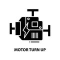 motor turn up icon, black vector sign with editable strokes, concept illustration Royalty Free Stock Photo