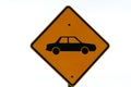 Motor vehicle road sign in yellow.