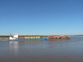 Motor Vessel Container Carrier !ANABISETIA S! in navigation along of the Water Way Hidrovia rivers Paraguay Parana