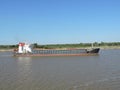 Motor Vessel Container Carrier `VICKY B` in navigation along the Water Way Hidrovia Paraguay Parana rivers Royalty Free Stock Photo