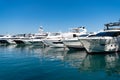 Motor yacht boats at sea berth in South Beach, USA