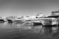 Motor yacht boats at sea berth in South Beach, USA Royalty Free Stock Photo