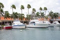 Motor yachts in the harbor from Aruba island