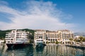 Motor yachts at the marina of the Regent Hotel in Porto Royalty Free Stock Photo