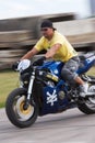 The motoracer on blurred background