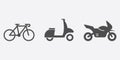 Motorbike, Bike, Moped, Scooter Silhouette Icon Set. Delivery Service Transport Glyph Pictogram. Road Traffic Solid Sign Royalty Free Stock Photo