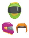 Motorbike classic helmets vector illustration.