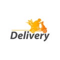 Motorbike & Delivery Man Logo. Icon & Symbol Vector Template