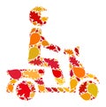 Motorbike Driver Autumn Composition Icon with Fall Leaves
